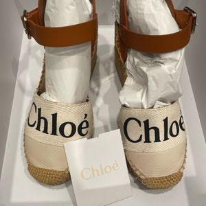 Chloe Tan and Cream Wedges